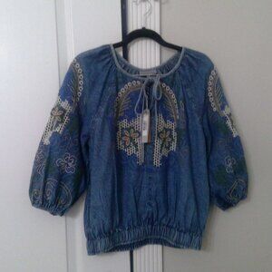 Conditions Apply  brand new denim embroidered shirt size XS